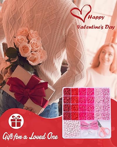 Miniatura 6 de Goldwise Kit de pulsera de la amistad del día de San Valentín, cuentas rosas, kit de fabricación de joyas con cuentas de arcilla rosa, cuentas
