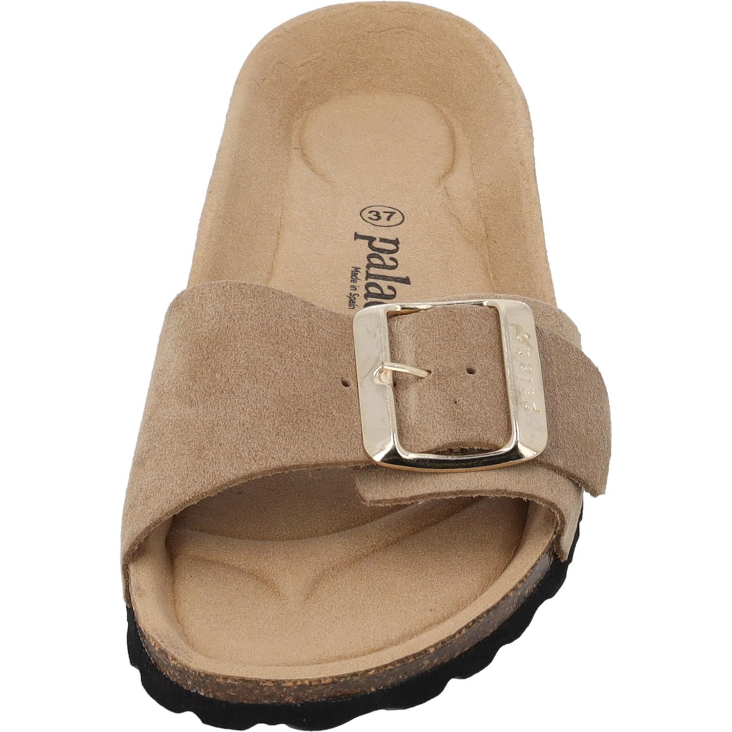 Palado Pantoletten Damen Malta EGS Mono Velours - modische Sandalen Made in Spain - elegante Hausschuhe mit Kork-Fußbett - bequeme Sommerschuhe