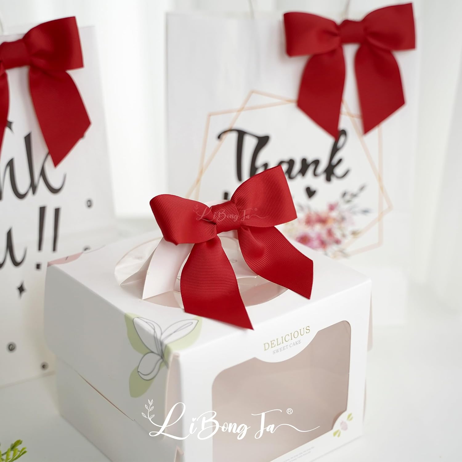 36 PCs 4.5 Inch Red Bow Grosgrain Ribbon Bows for Gift Wrapping, Gift Bows for Presents, Red Bow Party Decorations, Twist Tie Bows for Baby Shower, Wedding, Easter, Birthday Party - Image 5