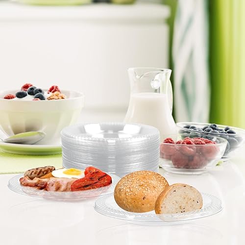 Miniatura 6 de Rainmae Paquete de 100 platos de plástico transparente de 6 pulgadas, platos de degustación de vinos de alta resistencia, platos desechables,