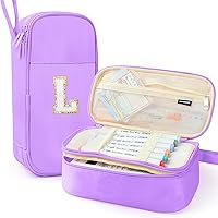 Vista 27 de Estuche Grande para Lápices, Bolsa de Lápices de Gran Capacidad, Bolsa de Lápices Personalizada con Inicial con Cremallera Suave, Múltiples