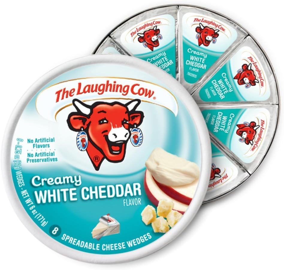 Laughing Cow, White Cheddar Cheese, 6oz Round (Pack of 4)
