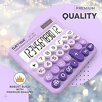 Vista 3 de CATIGA Calculadora de interruptor mecánico con energía solar y batería doble, pantalla LCD grande de 12 dígitos, calculadora de escritorio estética