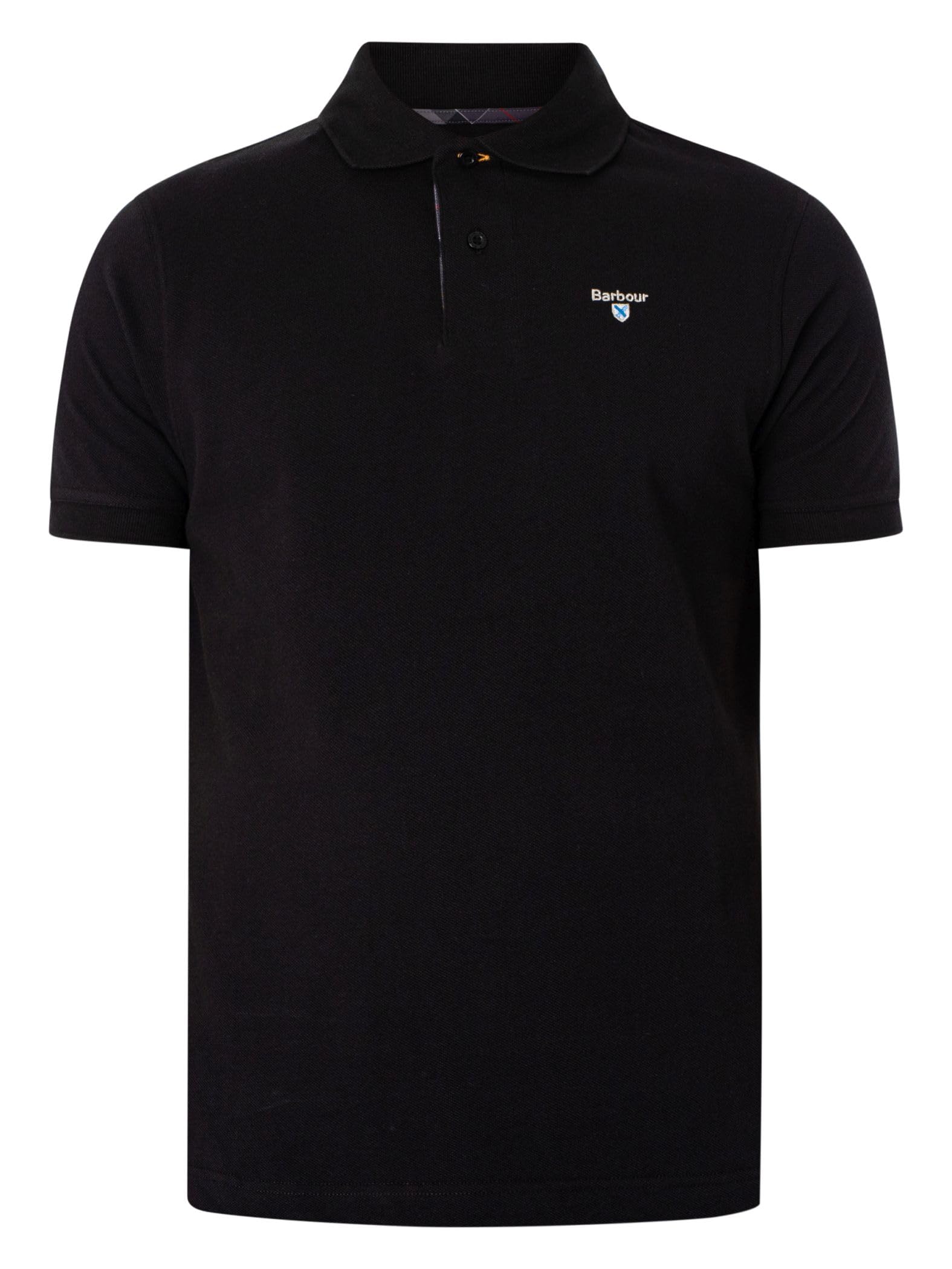 Barbour Hombre Polo De Piqué De Tartán, Black/Modern