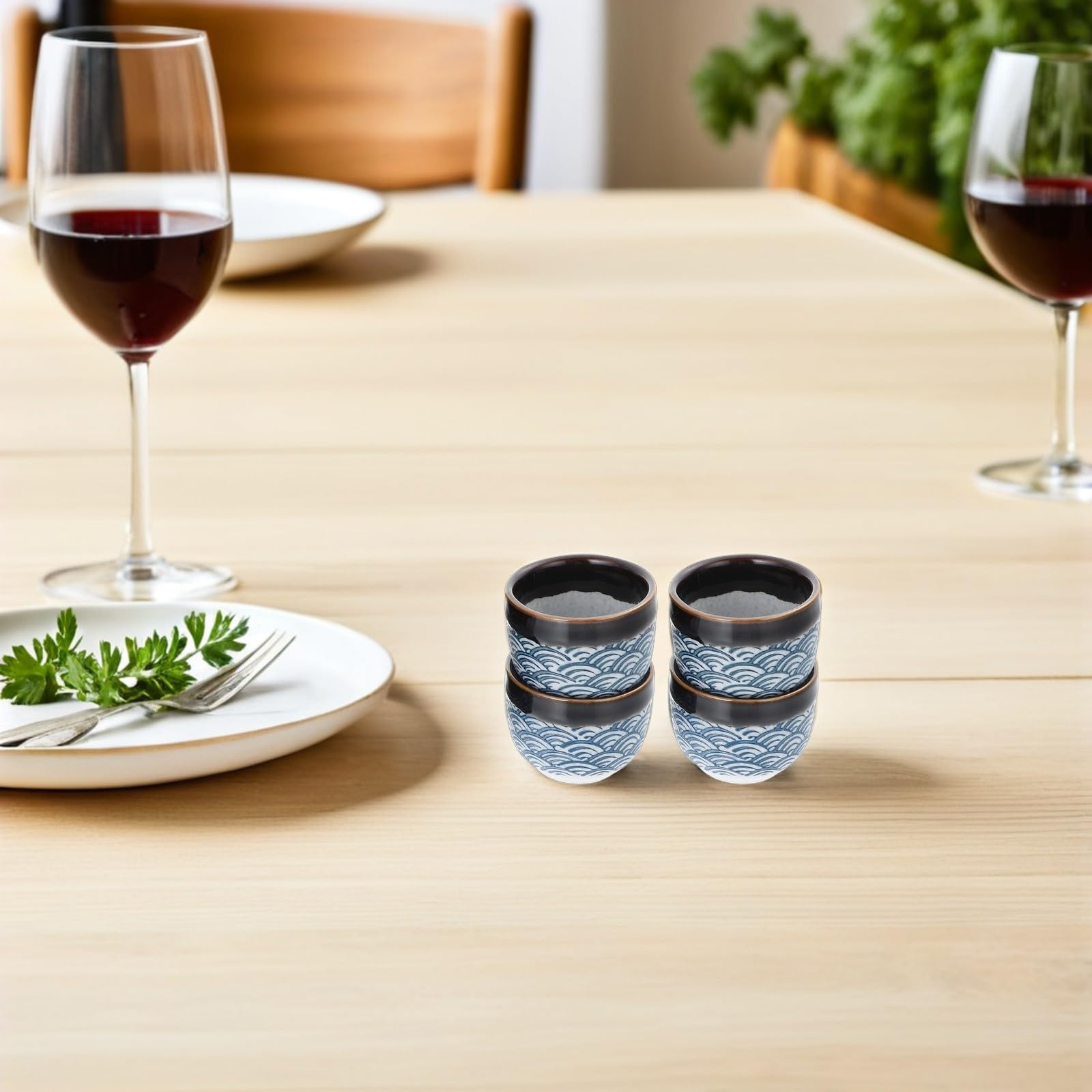 Set di 4 Bicchieri di Ceramica Tradizionali per Sake Giapponese da 35ml, Adatti per Acqua Calda, Utili e Pratici, per Uso Domestico e caffè