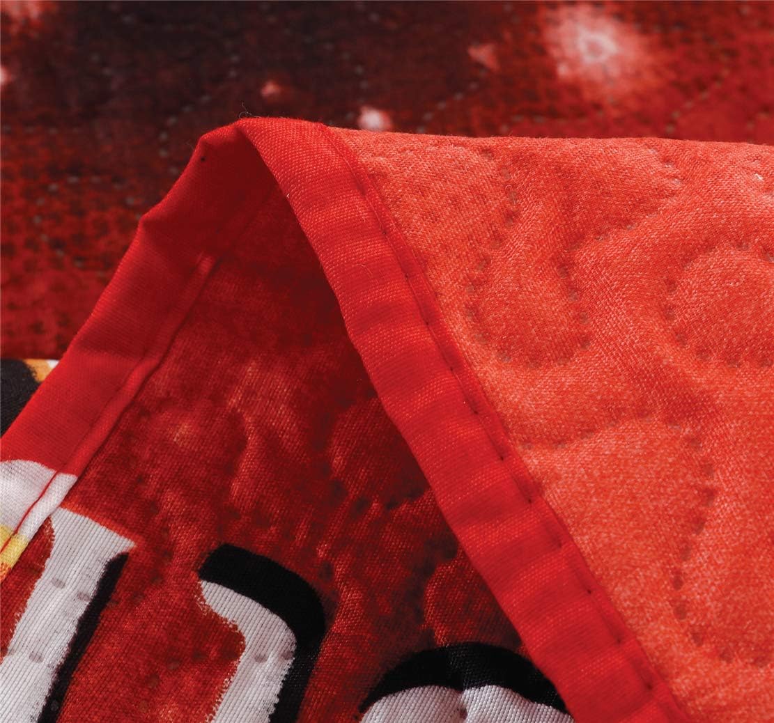 Jarson 3Pcs Christmas Quilt Set Full/Queen Size Lightweight Bedspreads,Lovely Santa Claus Printed Coverlet Set Reversible Bedding Cover New Year's Decoration,Red