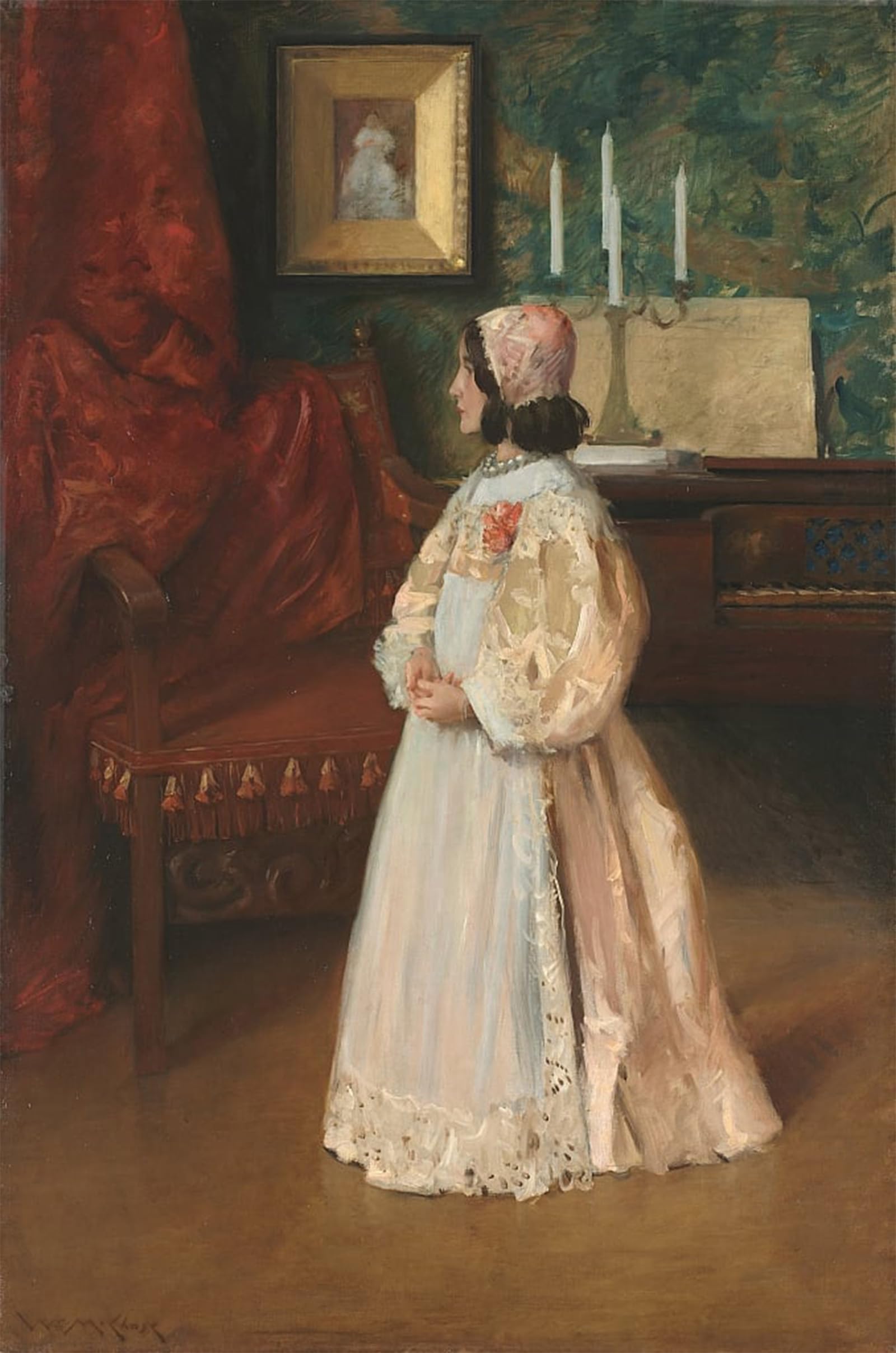 POSTERIIk Vintage Classic Picture Landscape Artwork Portrait of My Daughter by William Merritt Portrait Canvas Painting for Office Home Decor 60x90cm