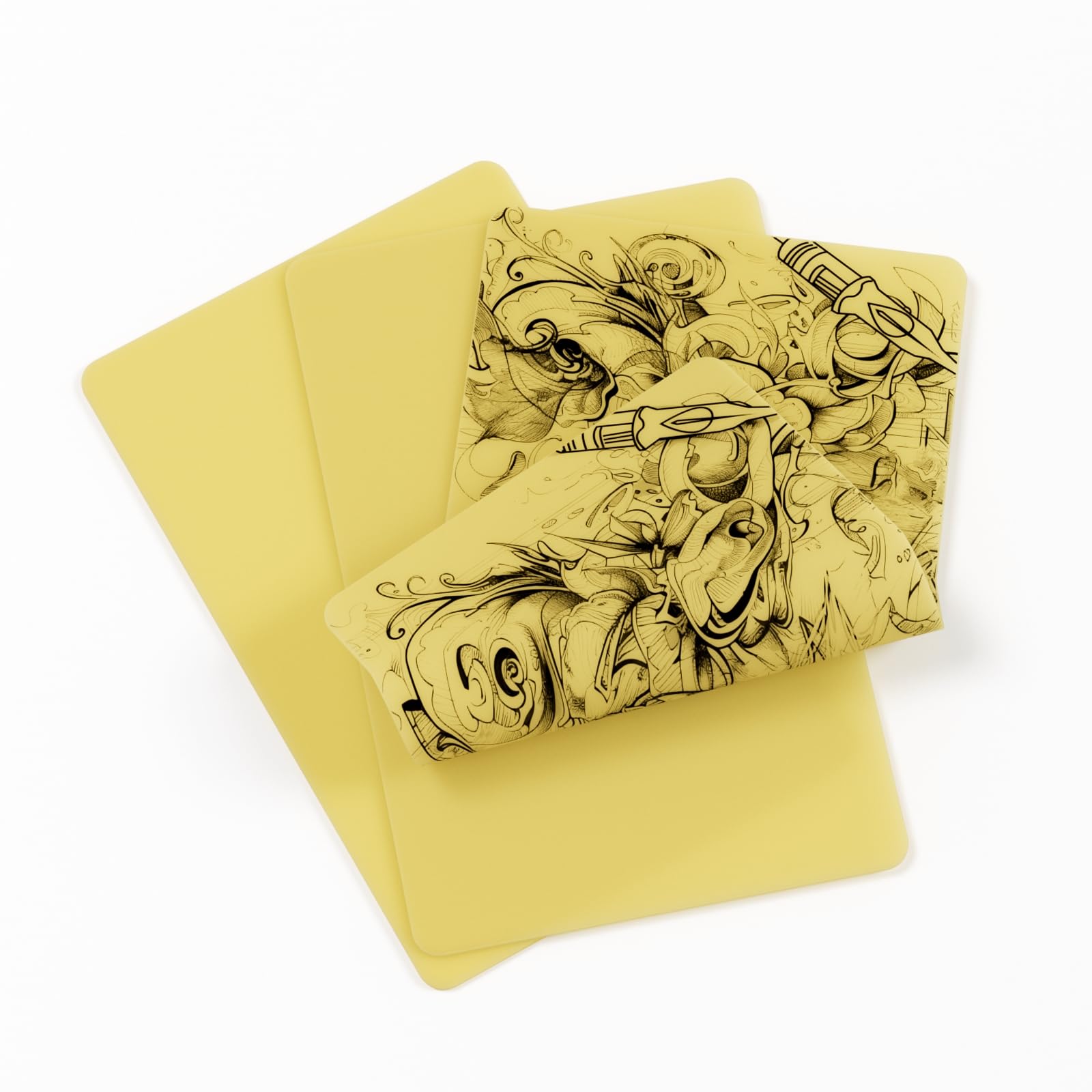 EZ Piel Sintetica Tatuaje 3mm - 3piezas (20cm x 30cm) Tamaño A4 Silicona Blanda Piel Sintetica, Suministros para Tatuajes de Piel Suave de Doble Cara en Blanco (Amarillo)