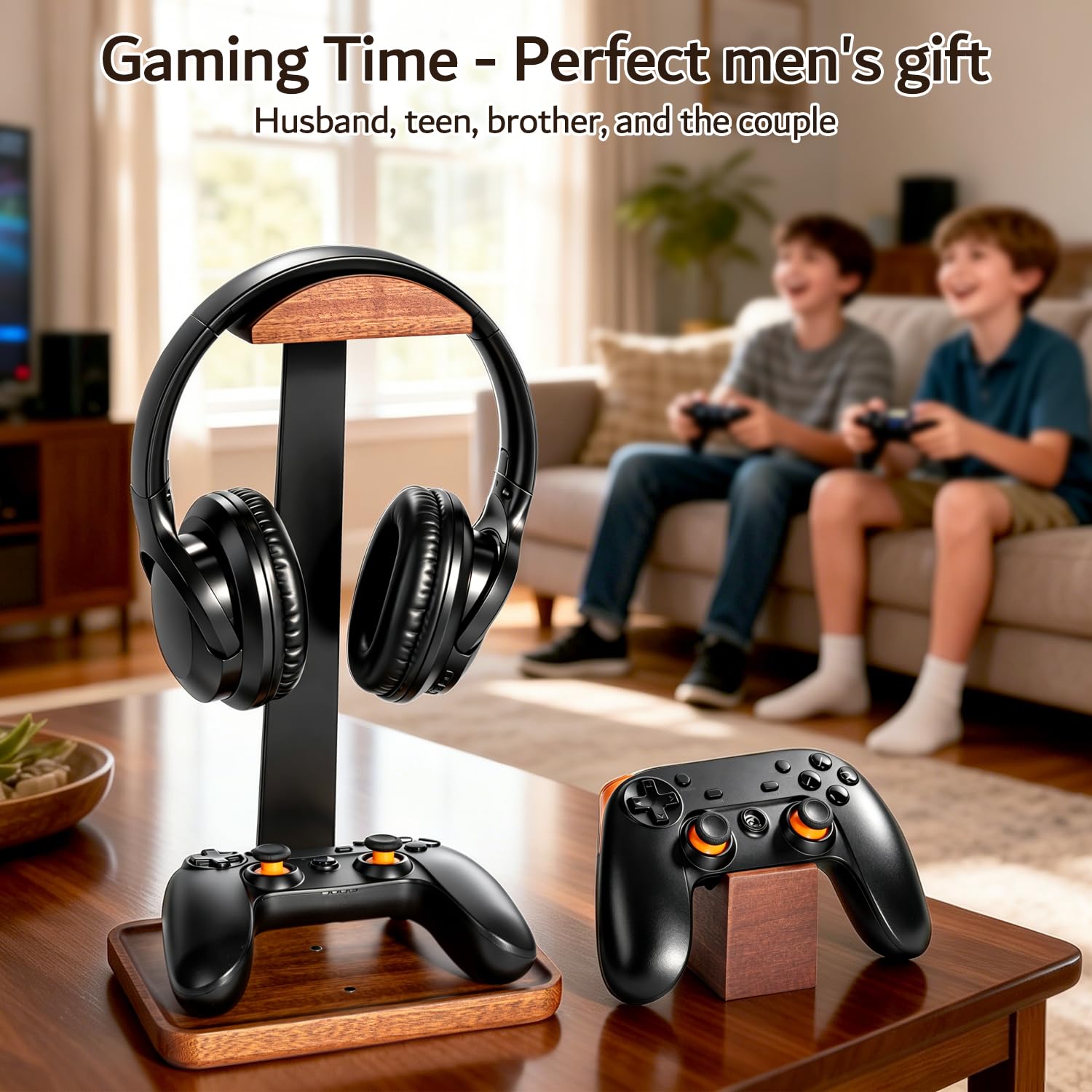 Soporte para auriculares con soporte para controlador de juegos, soporte para auriculares con base de almacenamiento, soporte para controlador, regalo para adolescentes, novios, hermanos y
