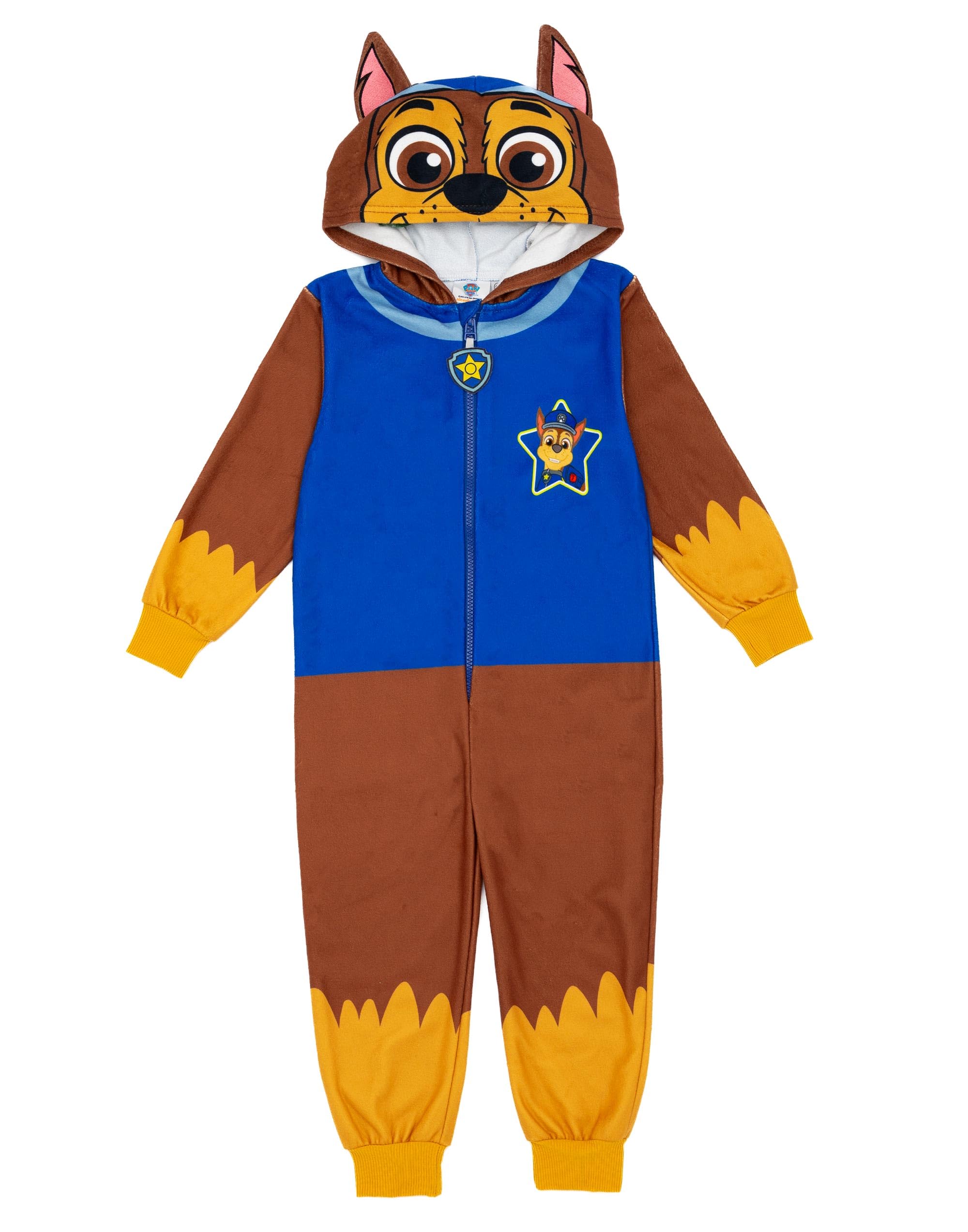 Paw Patrol Chase Boys Onesie | Kids The Police Pup All In One Sleepsuit Pyjamas | Multicoloured Costume Bodysuit Pjs With 3D Ears | Tv Series Merchandise Loungewear Gift For Children Size 6-7 Years