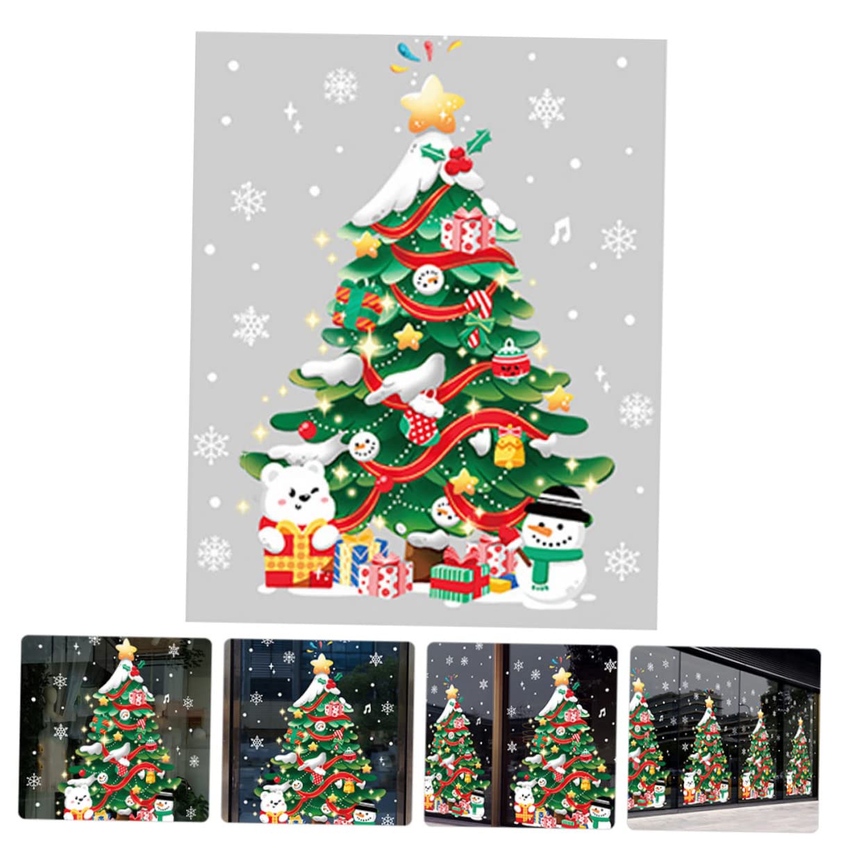 Zerodeko 5 Hojas Adhesivos Arbol De Navidad Pegatinas Decoración Colgante Navidad Vinilo Decorativo Para Pared Infantil Luces Bolas De Adornos Navideños Película Muro De Polivinilo