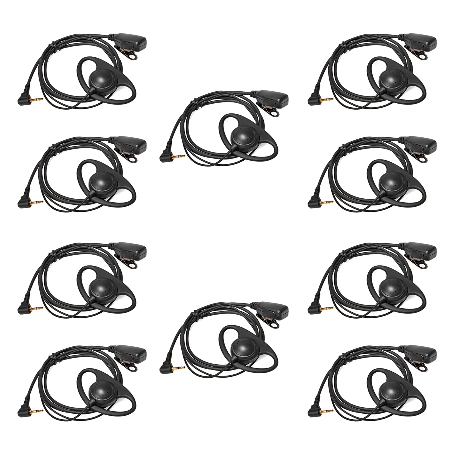Oreillette de Talkie-walkie 1 Broche 2,5 mm Compatible avec Motorola TLKR T92 H2O T60 T80 T82 Extreme, Casque en Forme de D avec Micro (10 pièces)