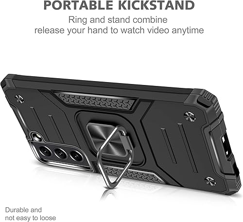 Miniatura 4 de CMYFUTNG Funda para Galaxy S21 Ultra con soporte de anillo, Soporte de anillo giratorio de 360 Funda de teléfono de grado militar a prueba de caídas