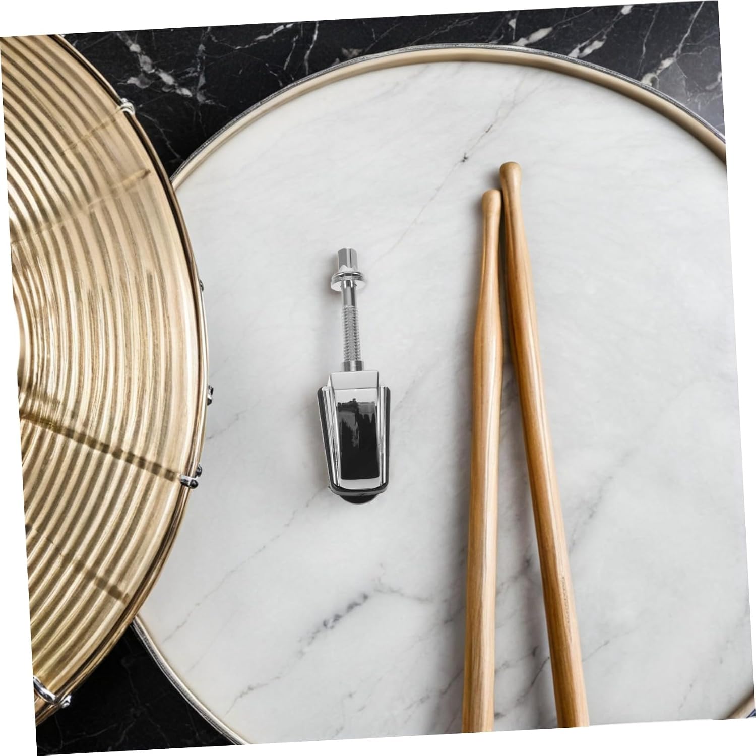 VOSAREA Chrome Snare Drum Lugs Replacement Set with Tension Rod and Rubber Feet Silver Bass Drum Hardware Accessories Repair and Marching Percussion