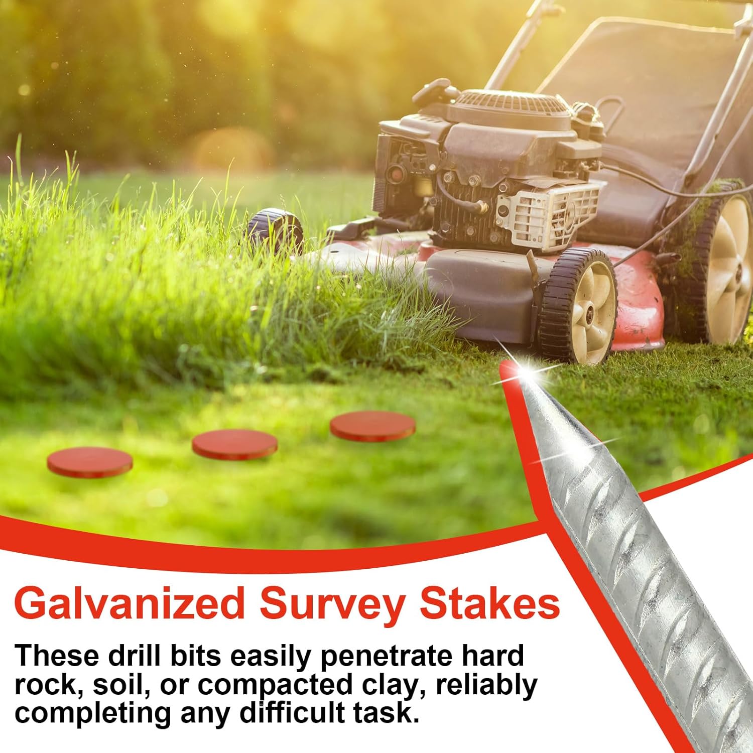 8本パック 12インチ 測量マーカー杭 亜鉛メッキ鉄筋 1.5ポンド 高耐久 境界マーカー ガーデンステーク 高い視認性 舗装庭 芝