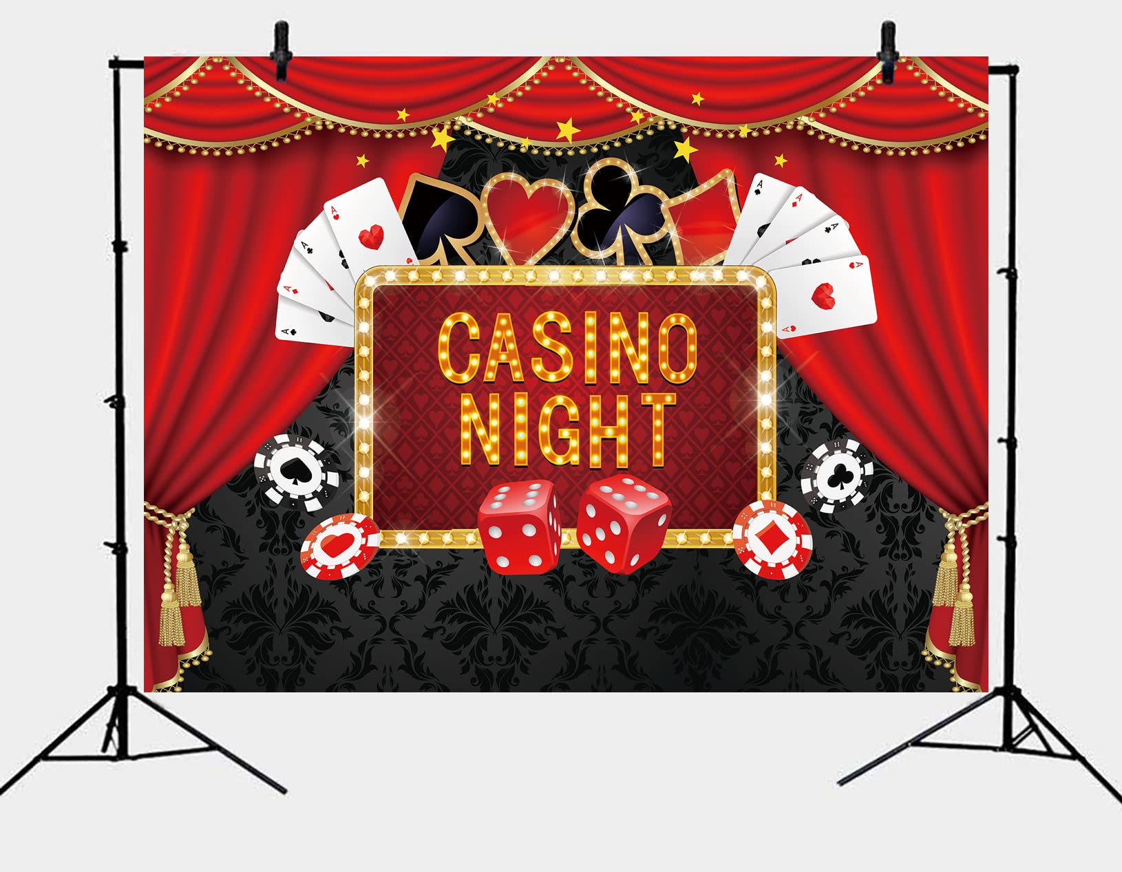 Toile De Fond Casino Las Vegas 210x150cm - Décor Photo Anniversaire Et Fête Poker