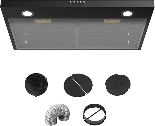 Campana extractora debajo del gabinete de 30 pulgadas, ventilador de escape de cocina de perfil ultra delgado, convertible con conductossin