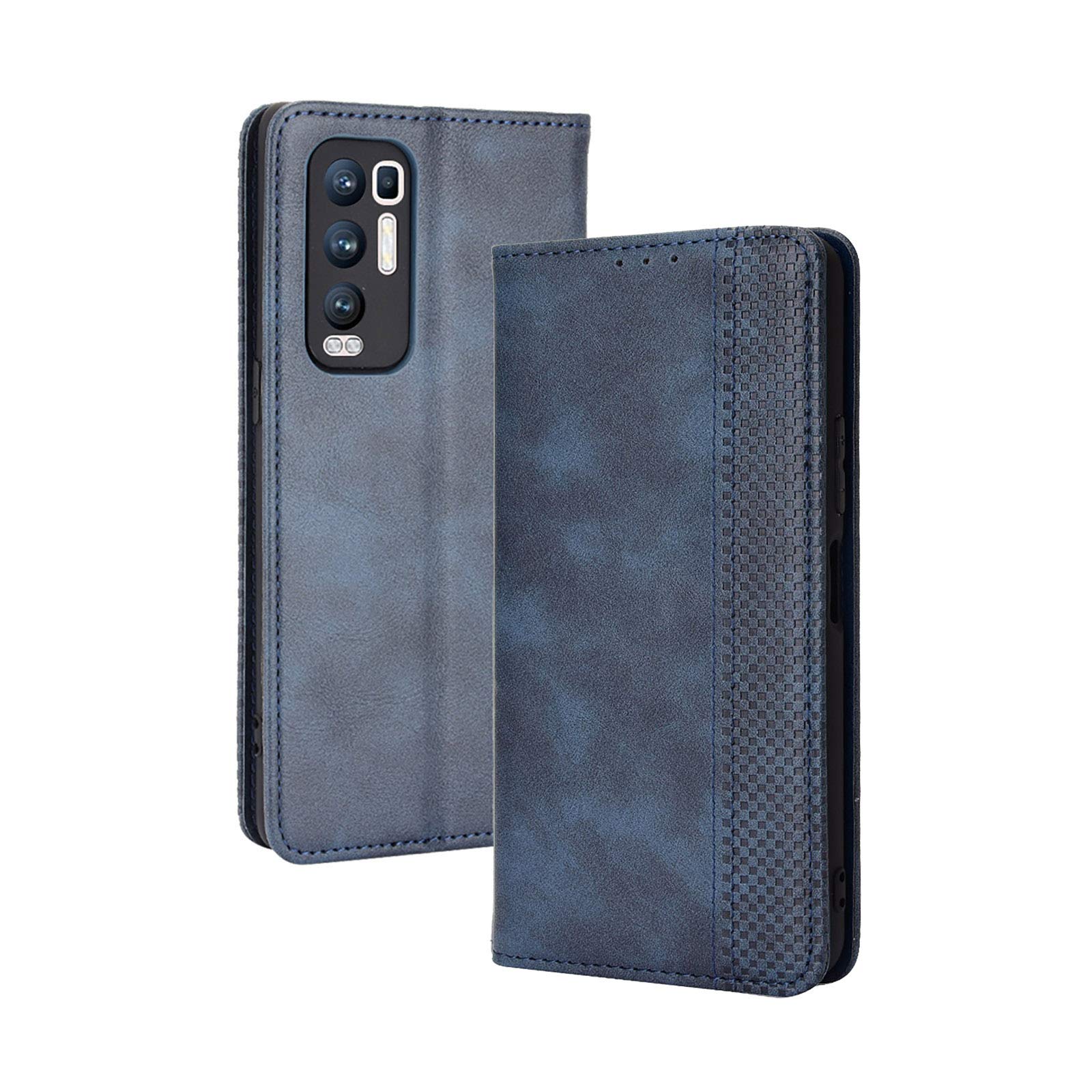 BaiBaiDY Cover per Oppo Find X5 Lite Custodia, Slot Cart,Custodia a portafoglio in pelle PU di lusso Custodia Flip Folio, Cover per Oppo Find X5 Lite.(Blu