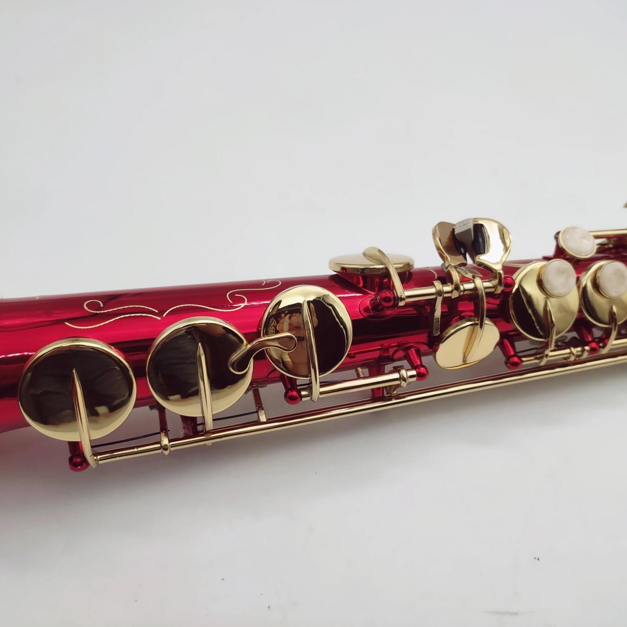 Saksofon Saksofon Sopranowy B Płaski Lakierowany Złoty Saksofon Mosiężne Klawisze Instrument Dęty Drewniany Z Ustnikiem W Obudowie (Color : High-end bag)