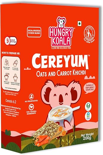HUNGRY KOALA Oats &amp; Carrot Khicdi Cereal Made With Natural Ingridients for Kids To Grow Healthy No Preservative Or Additiv...