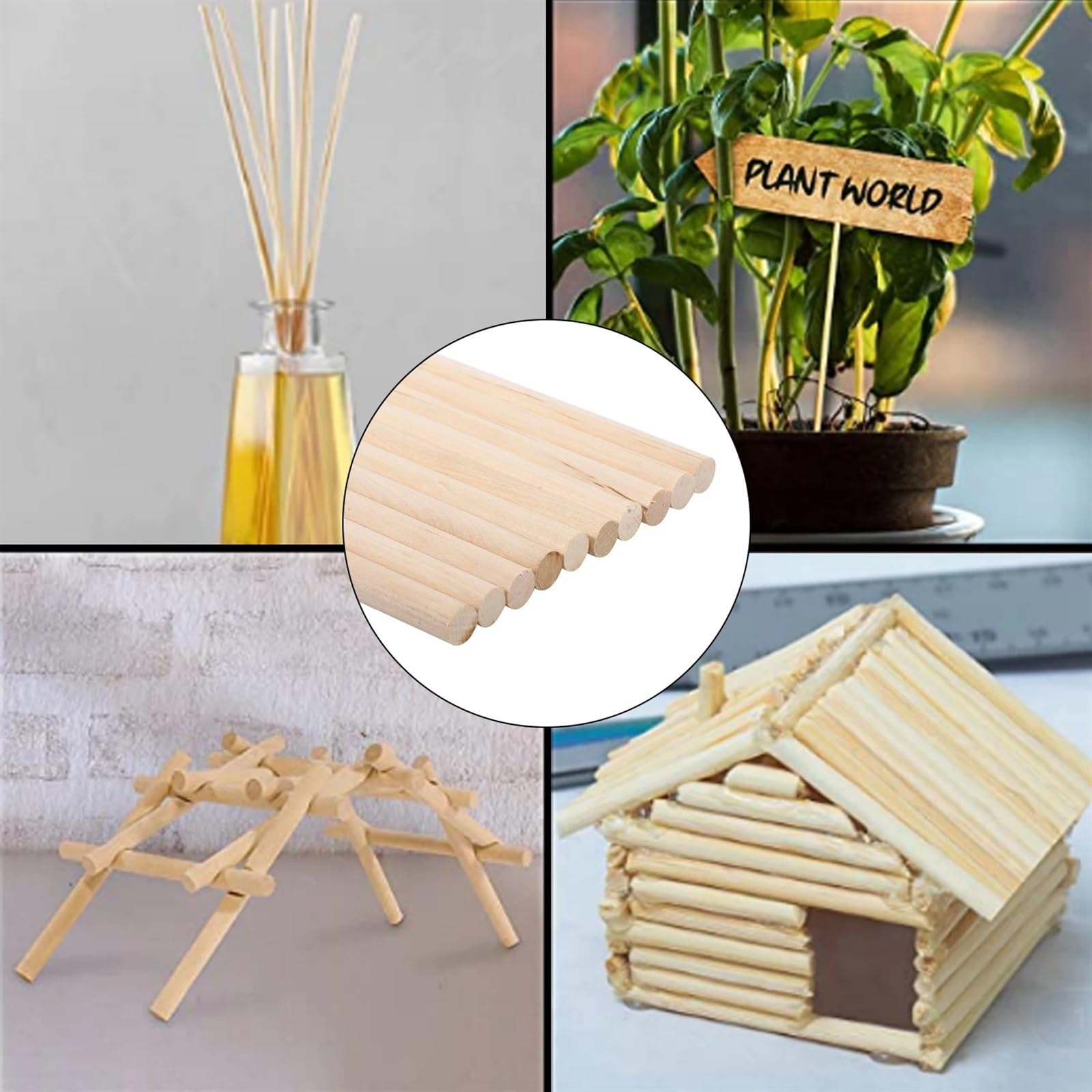 Bâtons en Bois fabriqués à la Main, 10 bâtonnets en Bois de 30 cm Long for Loisirs créatifs, décoration d'arbres à Bonbons, Outils(8mm x 30cm)