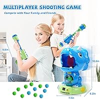 Vista 4 de EagleStone Juguetes de disparo de dinosaurios movibles de acción triceratops, juegos de disparos para niños con registro de puntuación LCD y LED