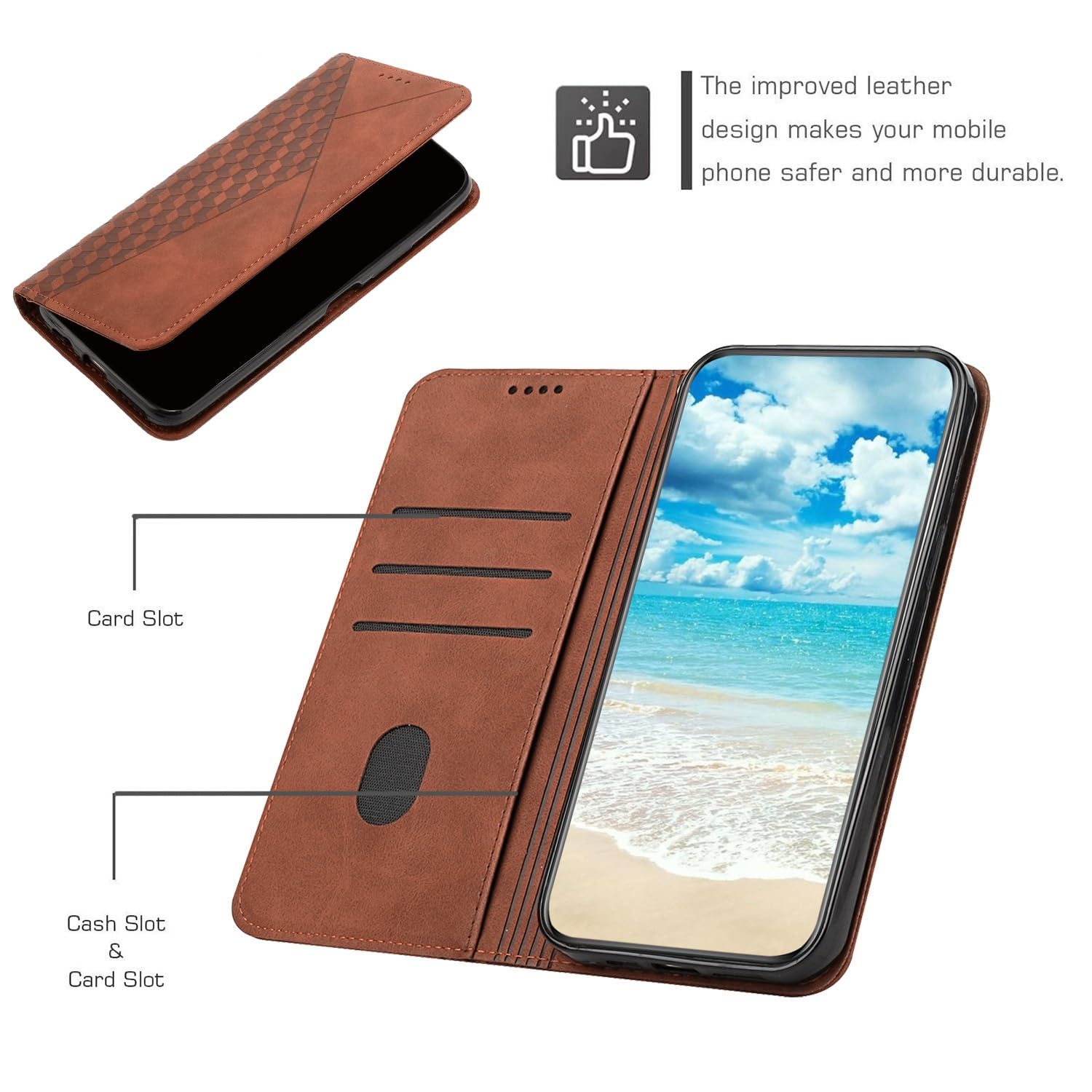 Custodia a libro per cellulare, compatibile con Xiaomi Redmi A1, custodia a portafoglio in pelle con ventosa magnetica, con slot per carte di credito, compatibile con Xiaomi Redmi A1 Protezione del