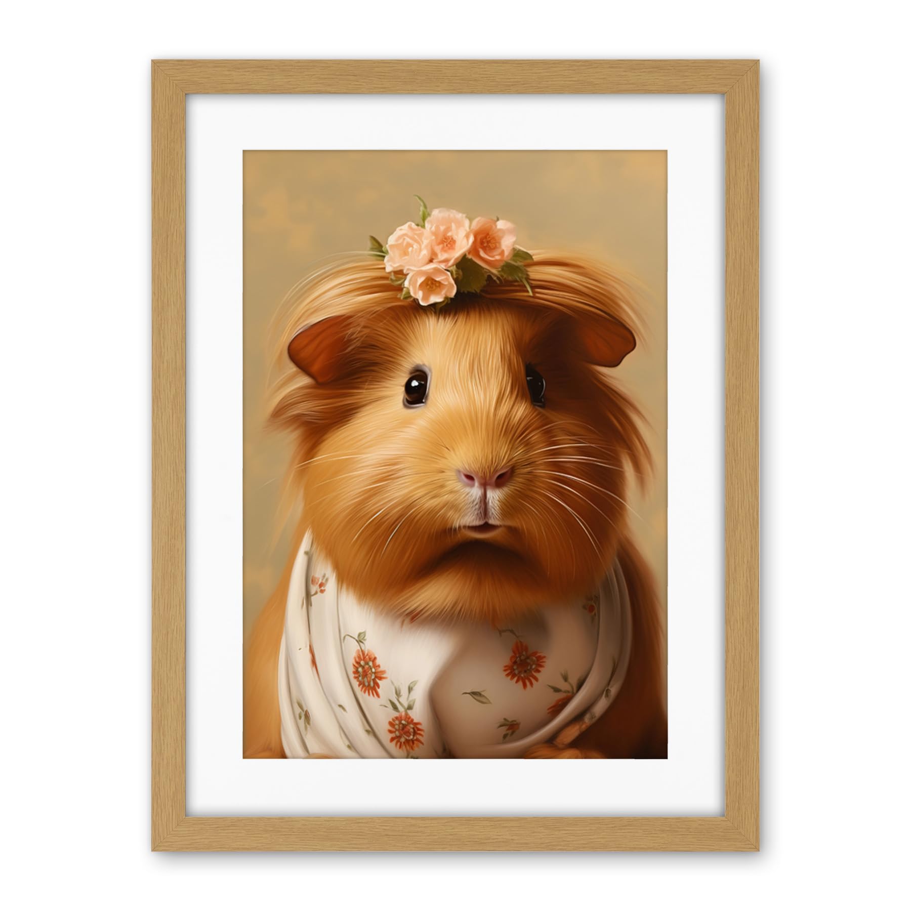 Artery8 Cute Dressed Up Guinea Pig Girls Bedroom Artwork Framed Wall Art Print 18X24 Inch