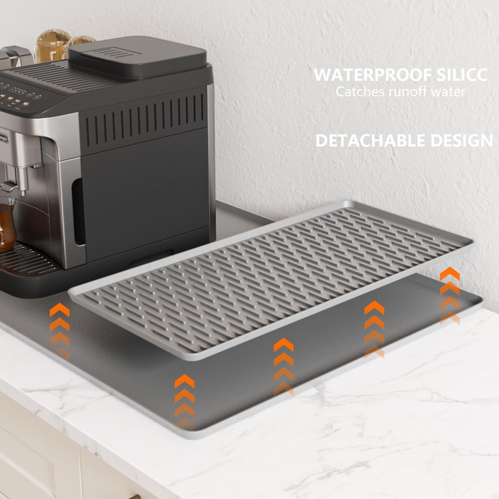 Tapis de café en silicone avec bord convexe, facile à nettoyer, résistant à la chaleur, pour comptoir, convient pour bar, vaisselle