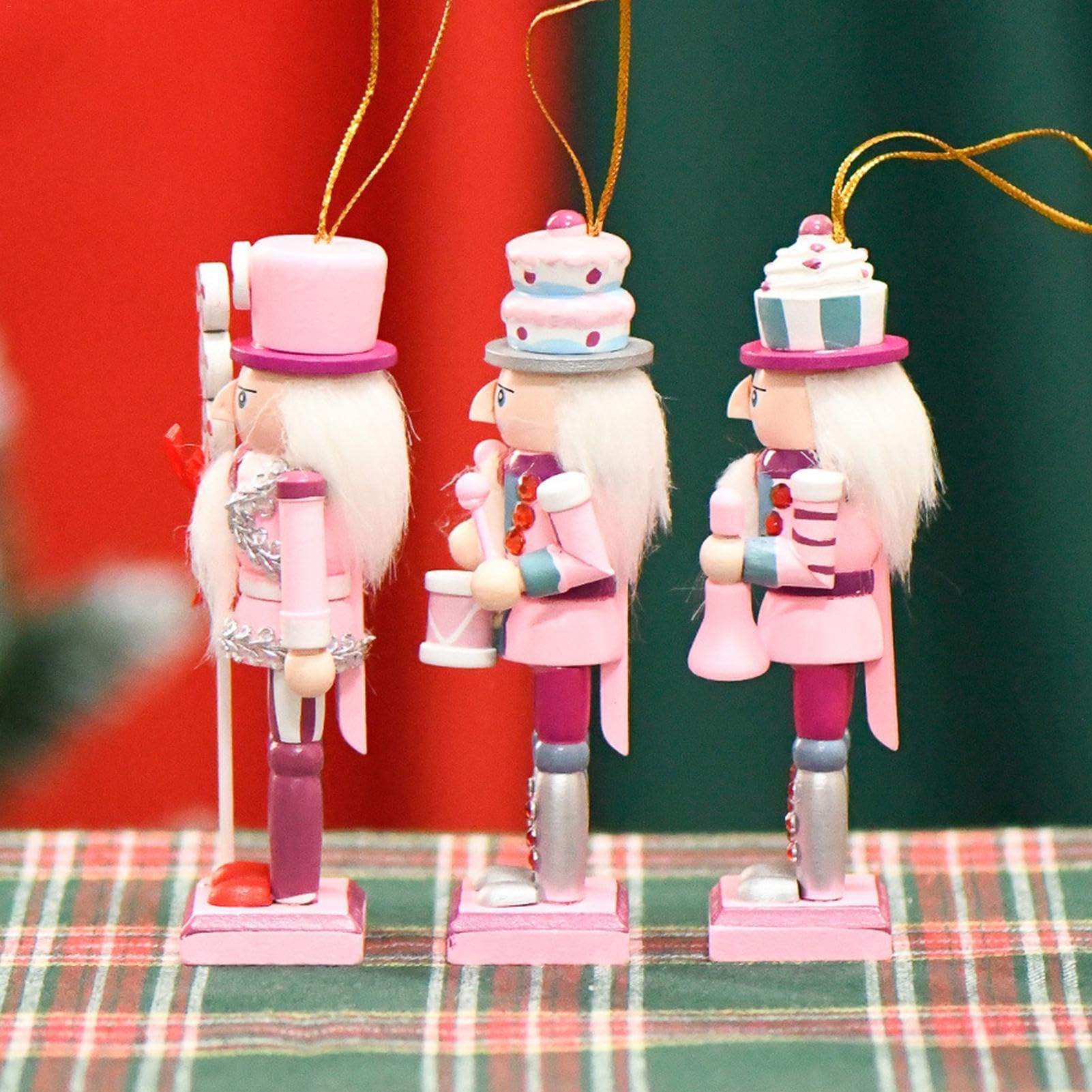 Amazon.co.jp: くるみ割り人形オーナメント、ピンクの木製クリスマス