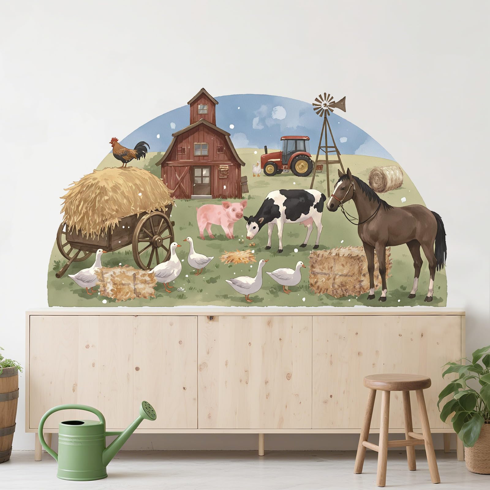 TOARTi Farm Animals Cow Horse Wall Stickers Farmhouse Roosters Peel and Stick Wall Art Decals for Kitchen Dining Room Kids Room