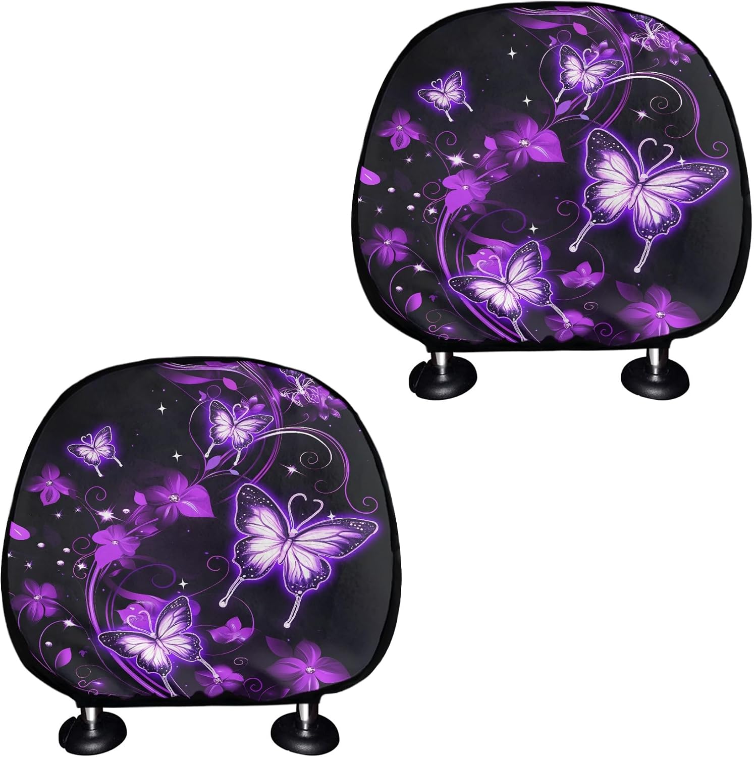 Universal Headrest Covers for Cars Flying Butterflies Print Vehicle Seat Pillow Covers Stretchy Auto Seats Headrest Cover Set Portable Auto Interior Accessories Decorations