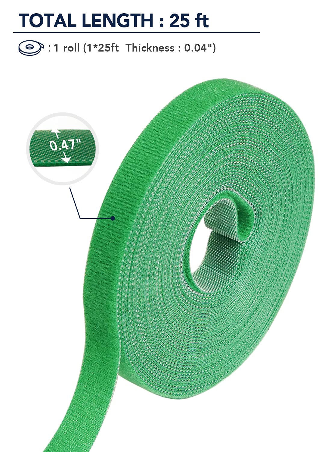 LE TAUCI Plant Ties, Garden Tape for Plant, Reusable Adjustable Thicker Support for Growing, Strong Grip, Tomato Vines Indoor Outdoor, 25 ft x 0.47 Inch, 1 roll, Green