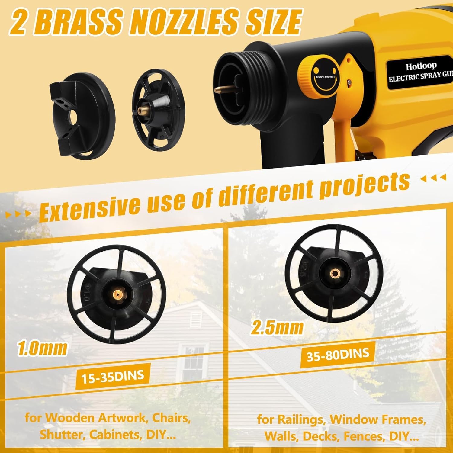 Cordless Paint Sprayer for DEWALT 20V Battery (Battery NOT Included), Cordless Paint Sprayers for Home Interior and Exterior, House Painting Stain Sprayer for Fence, Furniture, Cabinets, Walls, etc.