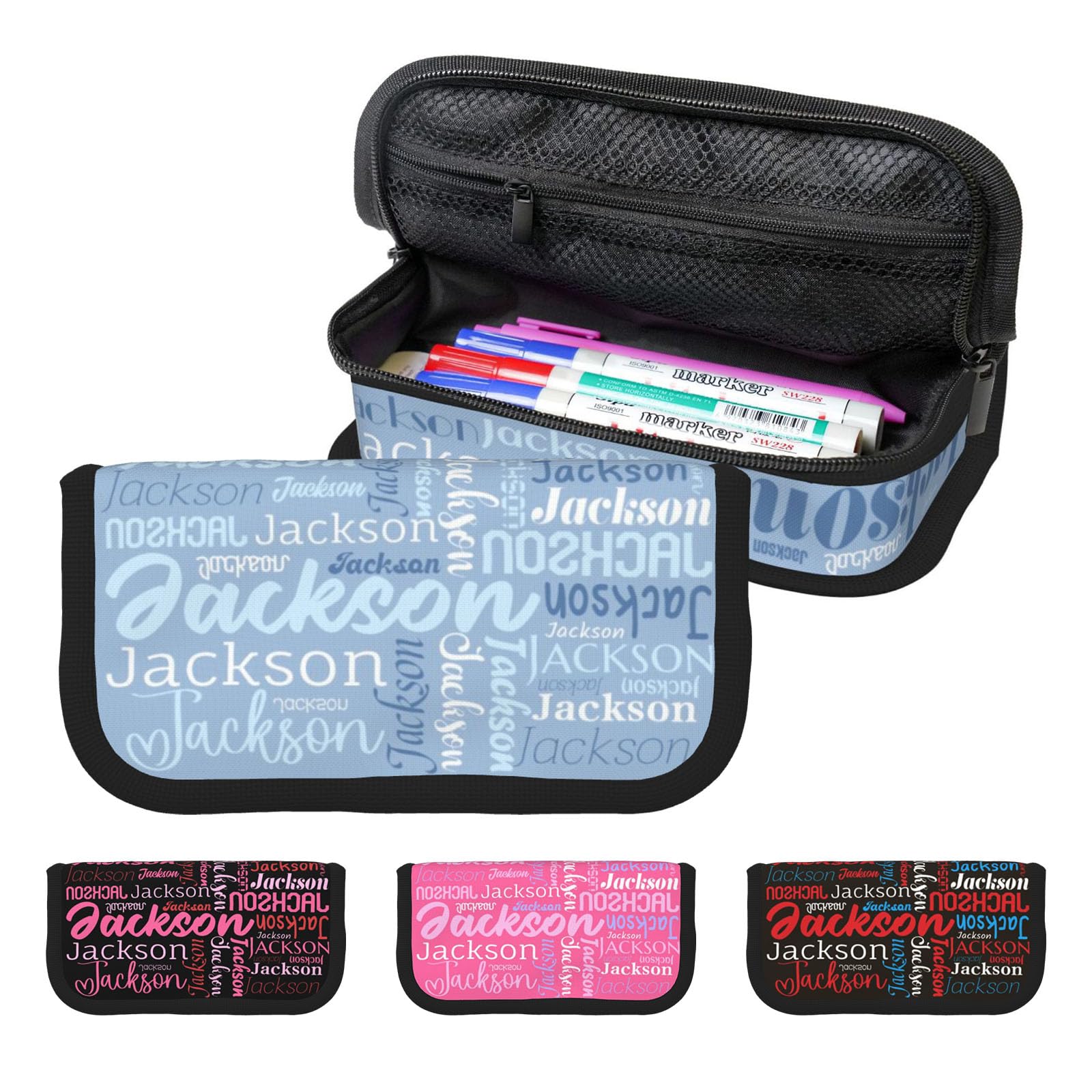 WLRUEZN Custom Pencil Case For Boy Girl Child Personalized Name Pencil Bag Pencil Holder Customized Pencil Bag Box Stationery Organizer For School