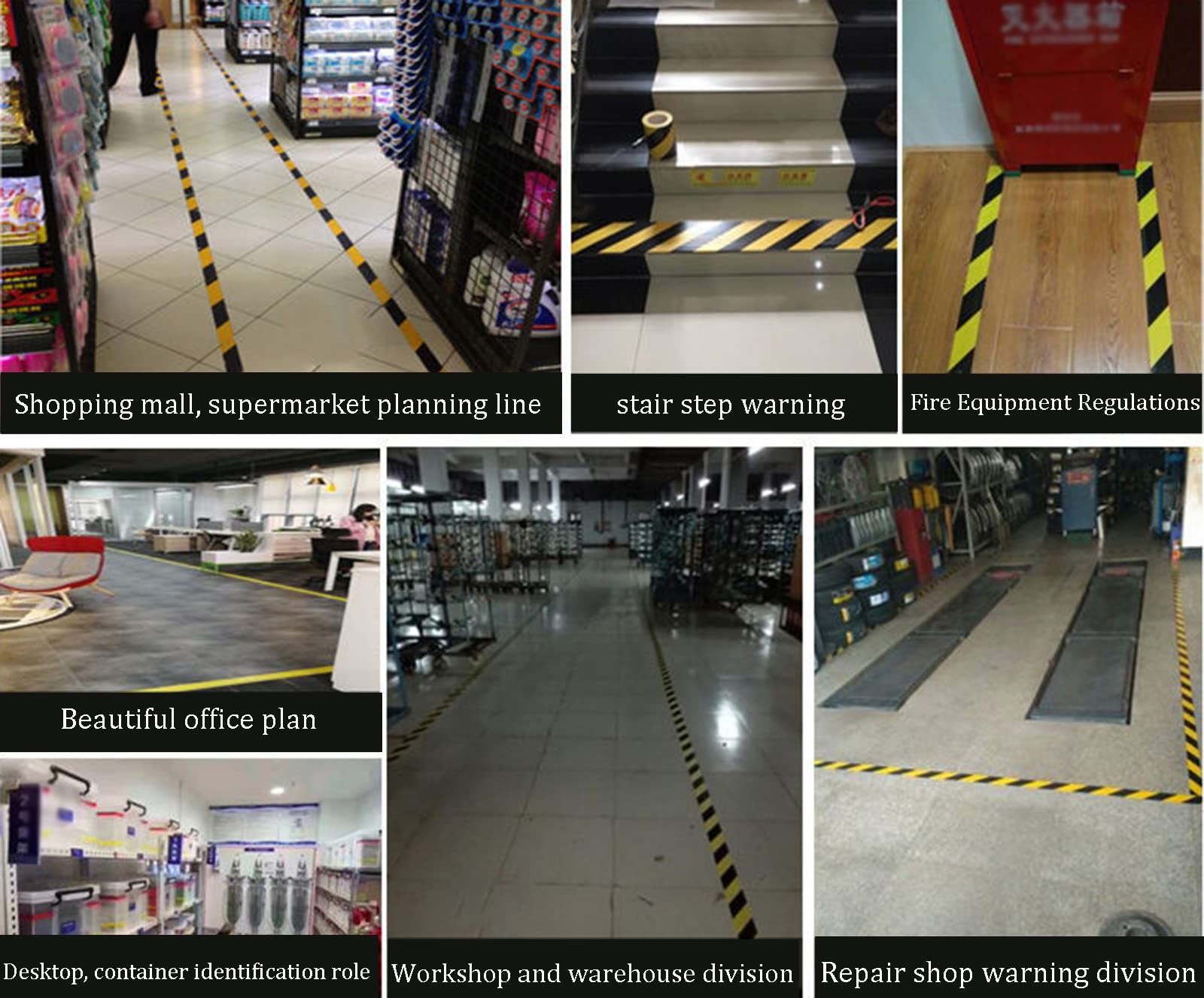 Cintas de advertencia de seguridad, pegatinas refl Cinta de advertencia de peligro no adhesiva, 60 mm x 33 m, cinta adhesiva de señalización, cinta de precaución de señalización de PVC(Yellow)
