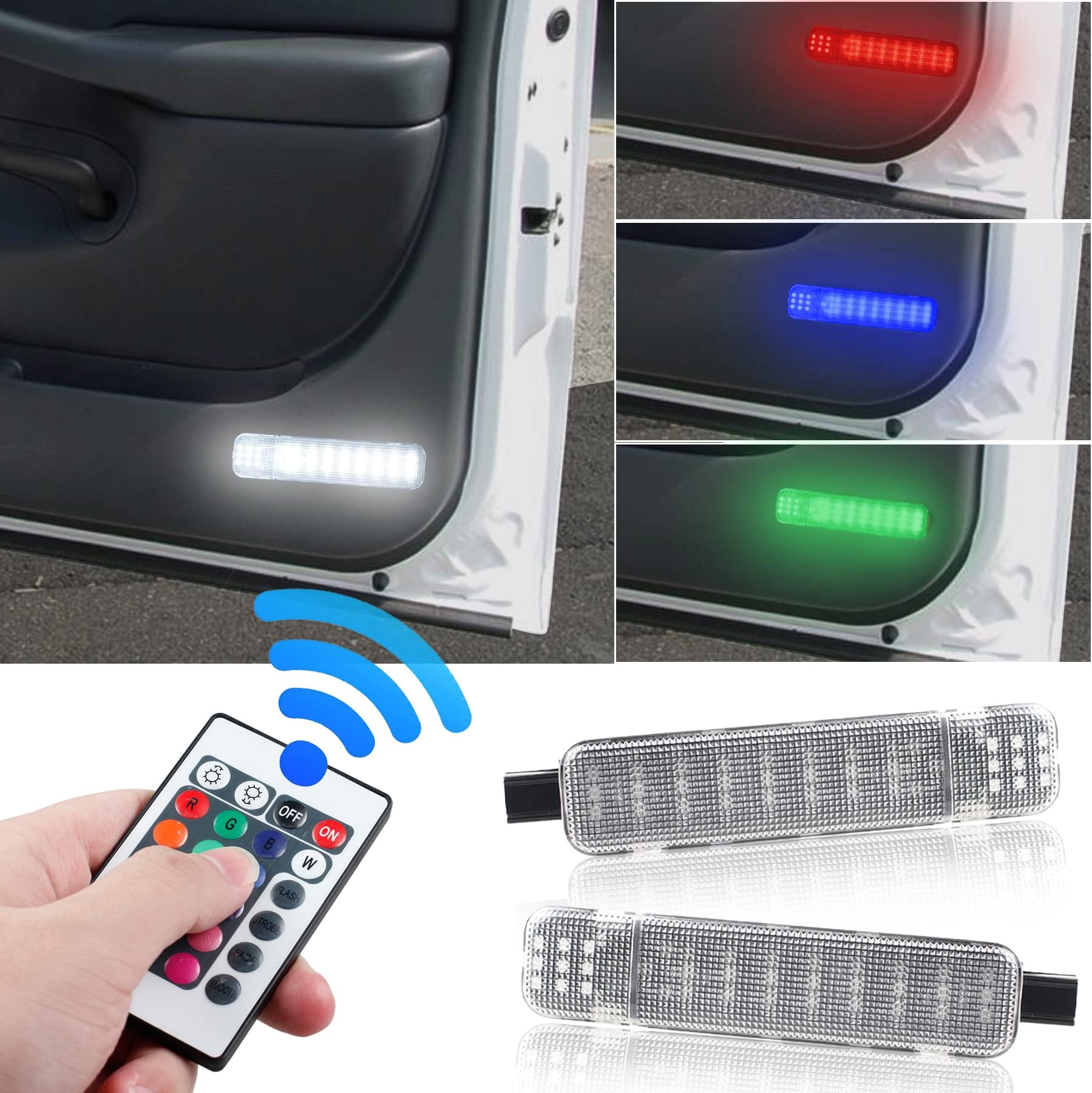 NDRUSH RGB LED Interior Door Panel Courtesy Light Door Light Assembly Compatible with Silverado/Sierra C/K 1500 2500 3500 Pickup Suburban Tahoe Avalanche Yukon Cadillac Escalade