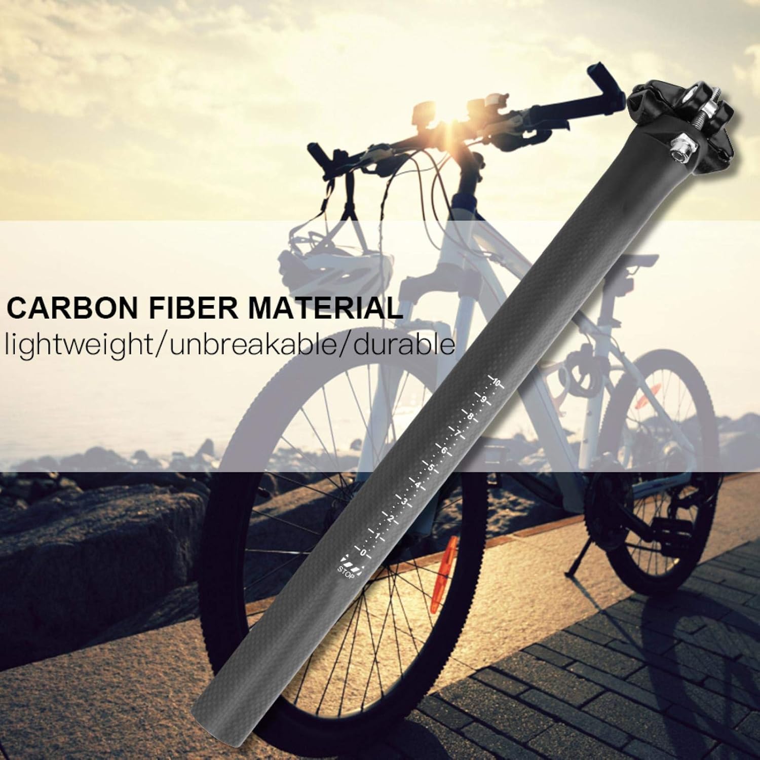 Seatposts, Shockproof Carbon Fiber Seatpost, Replacement Seat Post in 6 Sizes, Saddle Seat Post for Mountain Bikes and Road Bikes(Matt, 27.2X400MM)