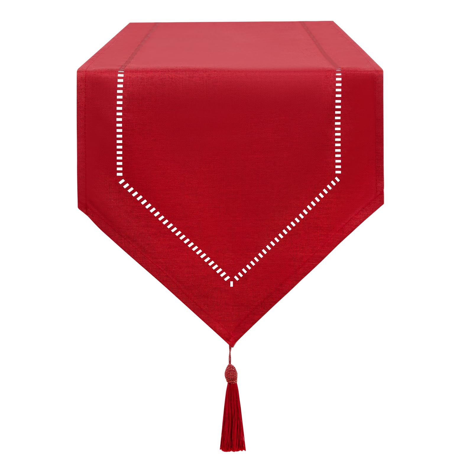 LLCUTESHOP Caminos de Mesa Rojo 32 x 275 cm de Diseño Moderno e Innovador Caminos de Mesa de Lino Sólido, Caminos de Mesa Lavable Caminos de Mesa de Diseño de Espigas de Trigo