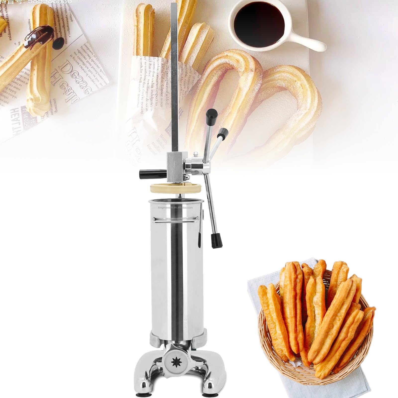 Máquina manual de acero inoxidable para churros y donas con relleno de mermelada, ideal para panaderías, tiendas de postres y uso doméstico
