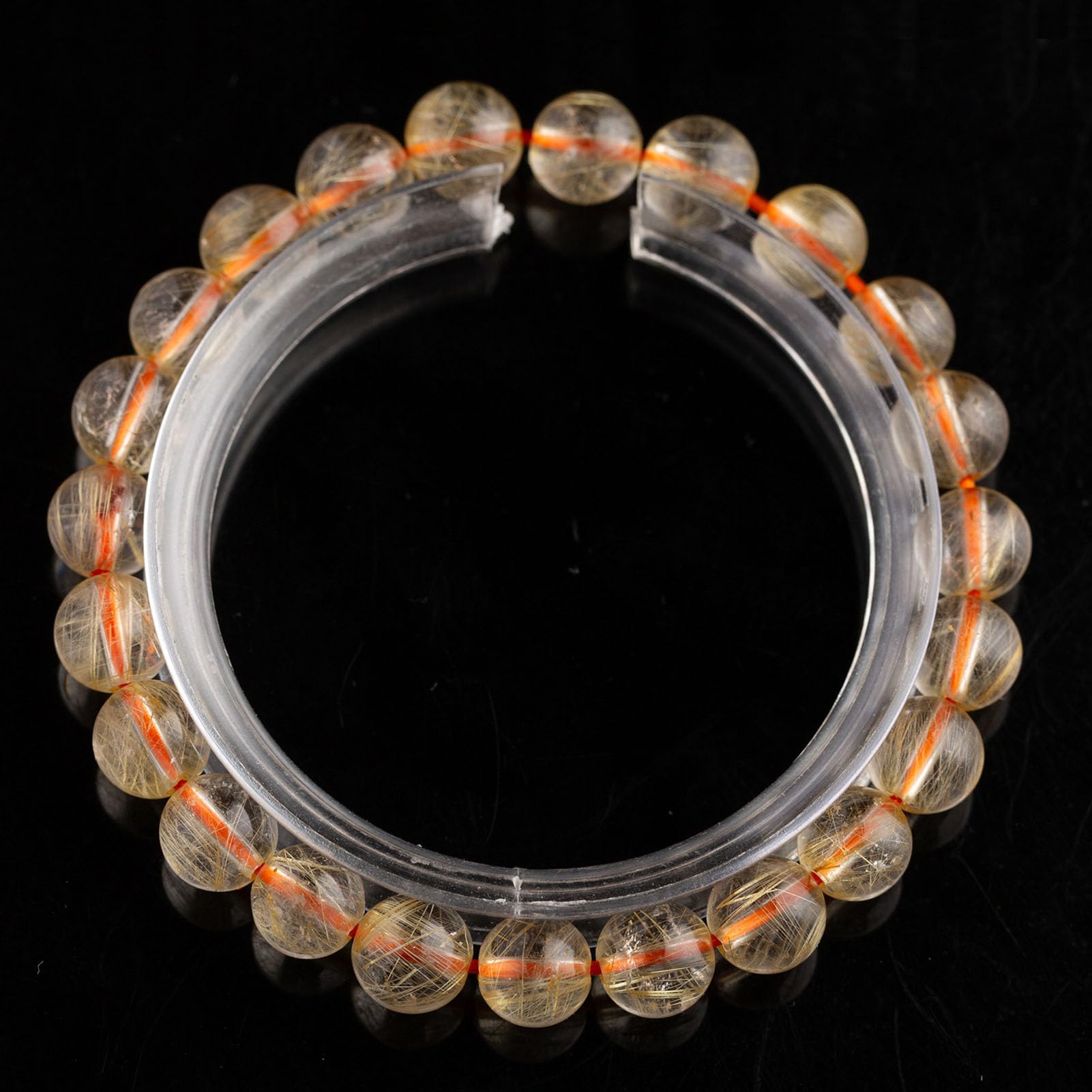 Pulsera de Cuentas de Chakras con Cristales de Piedras Preciosas de Citrino, Cuentas de Cristal Natural, Cuentas de Piedra Lisa Redonda Pulida de Cuarzo rutilado Dorado, Cuentas,15MM