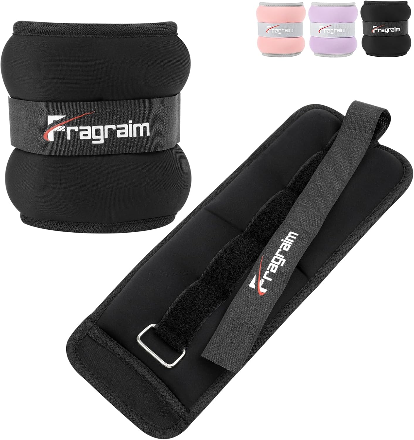 Fragraim Ankle Weights for Women Men  5 LBS 2 Pair Leg Arm Wrist Weights with Adjustable Strap for Running, Walking, Pilates, Gymnastics, Aerobics, Physical Therapy Black 5 lbs x 2