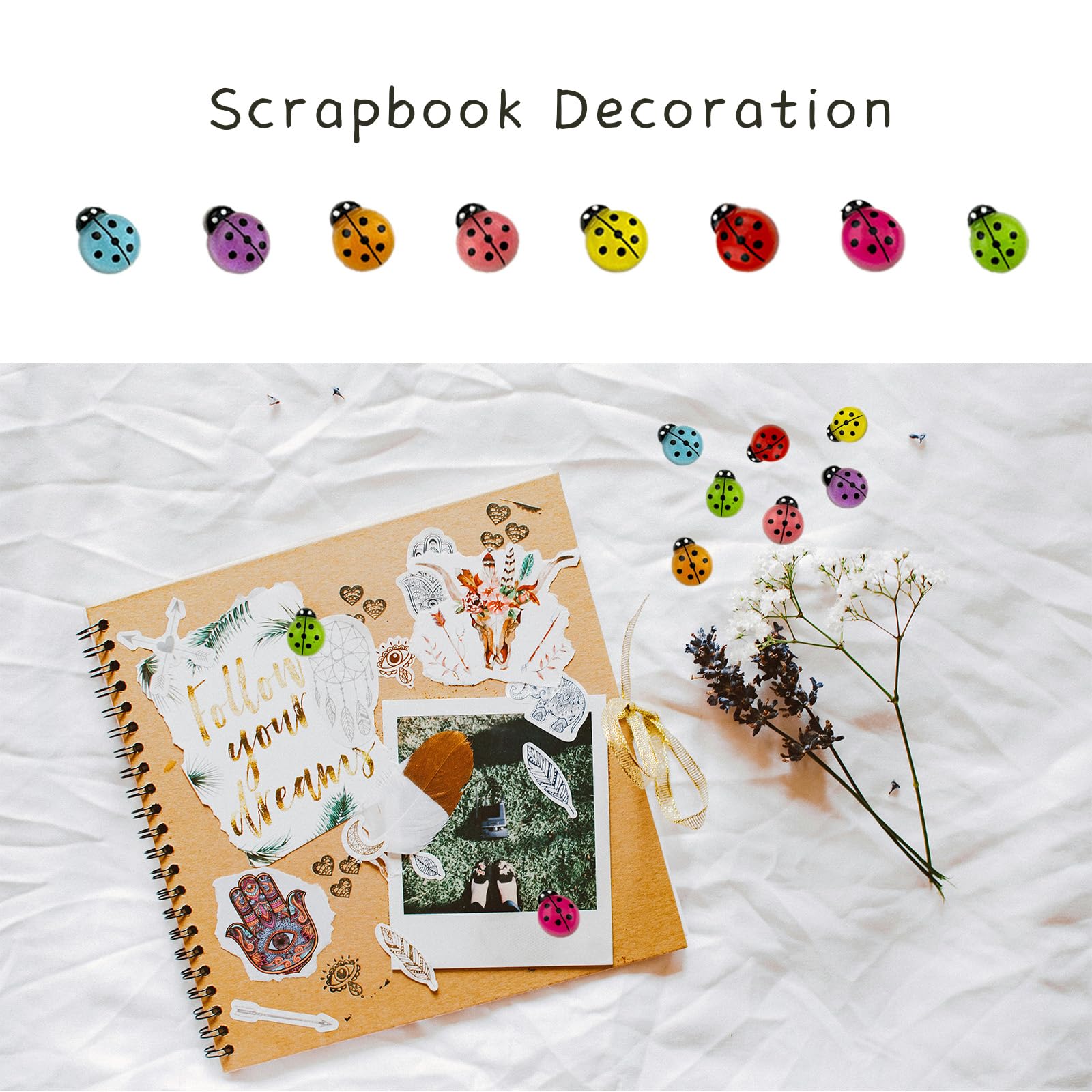 100 Pieces Tiny Resin Ladybugs Decor - 0.55 To 0.98 Inch, 3 Sizes, Mini Figurines For DIY Crafts, Fairy Garden, Cake