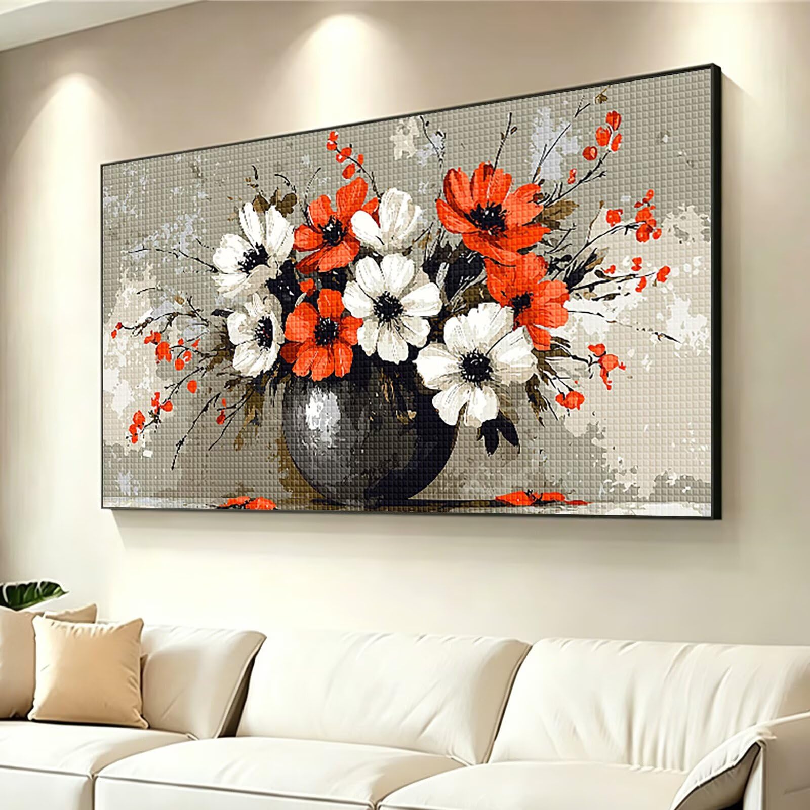 Diamond Painting Grande 200x100cm Flor Diamond Painting Adultos, DIY Abstracto Pintura de Diamante Manualidades Adultos, 5D Cuadrado Rhinestone Bordado Punto de Cruz Art para Home Decoration 0J-881