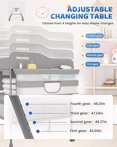 Miniatura 2 de Cambiador de bebé, cambiador plegable versátil, estación de cambio de pañales impermeable, altura ajustable con 2 cajones, cambiador de bebé,