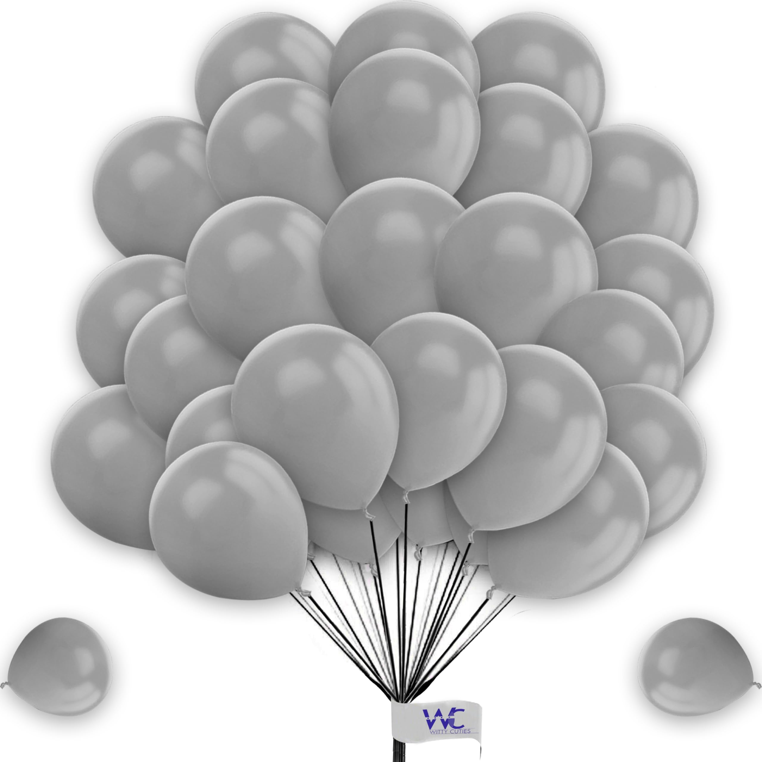 Gray Balloons 100 Pack - 10 Inch Plain Round Latex Balloons for Birthday, Wedding & Baby Shower Decorations — image 1