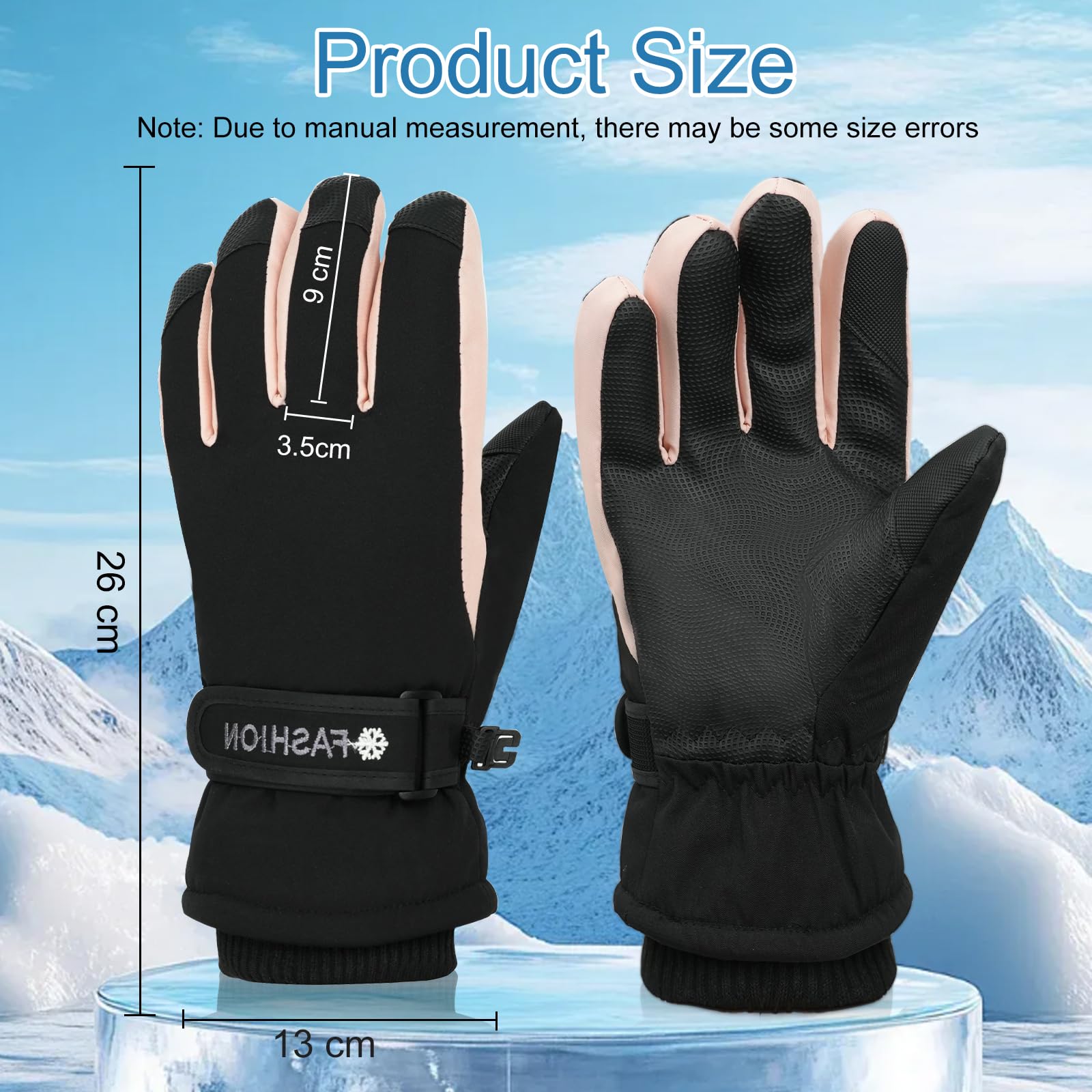 Gants de Ski Femmes, Gant Thermiques Imperméables pour Femme, Gants d'hiver Coupe-Vent Antidérapant, Écran Tactile pour Conduite Randonnée Ski Activités de Plein Air, Cadeaux d'Hiver Femmes