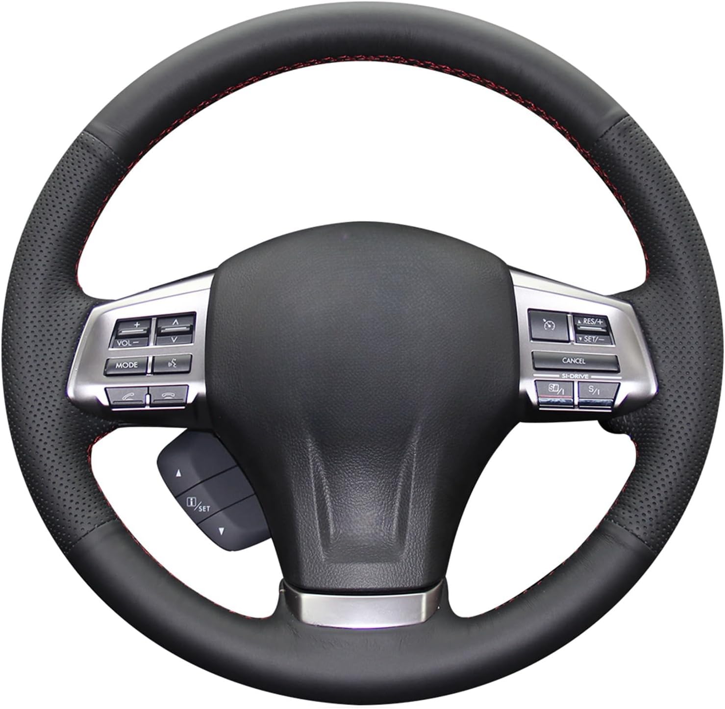 MEWANT Customized Hand-Stitch Black Artificial Leather Car Steering Wheel Cover for Subaru Forester 2013-2016 / Legacy 2012-2014 / Outback 2012-2014 / XV (Crosstrek) 2013-2015 / Impreza 2012-2016