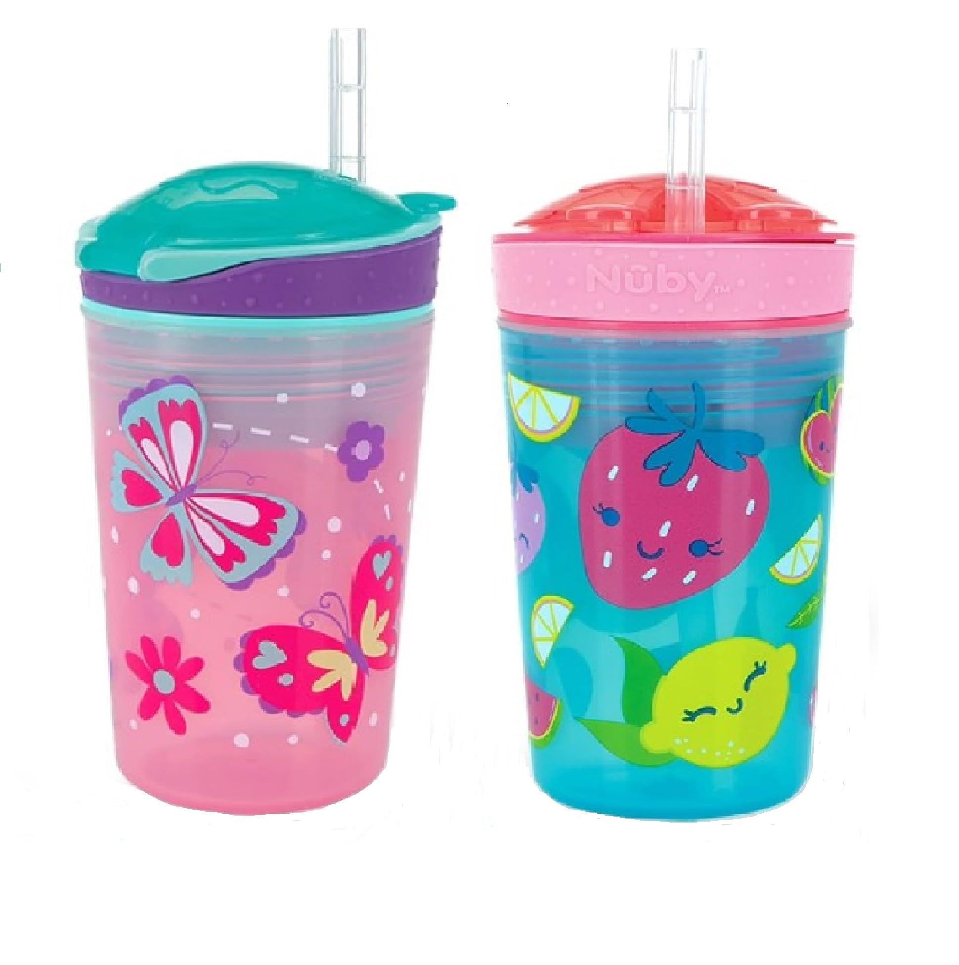 Nuby Snack N' Sip 2 in 1 Snack and Drink Cup (Purple/Pink)