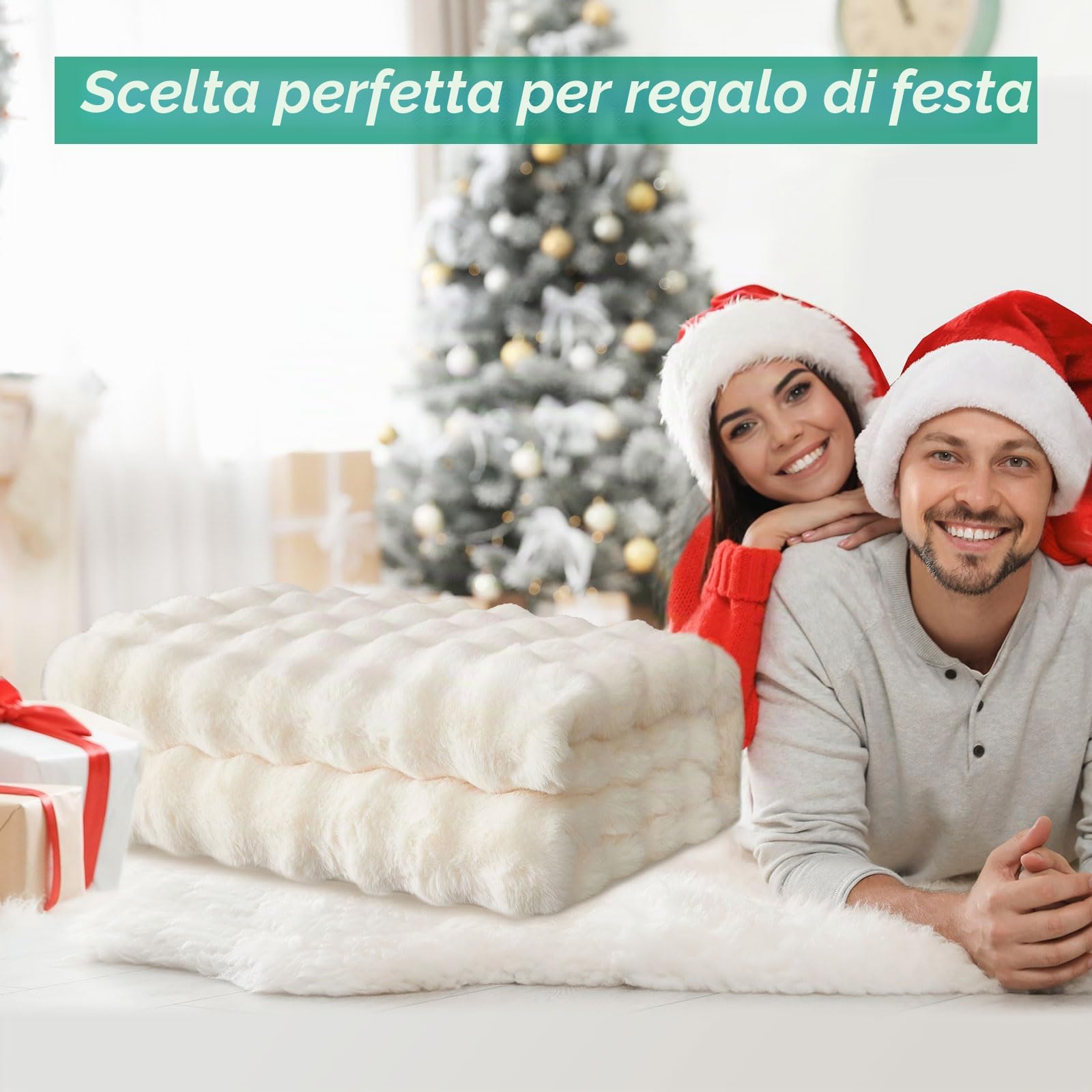 GKXLH Coperta Peluche Coperta Soffice - Coperte morbide Coperta di lanci per il letto, Caldo accogliente divano tiro, coniglio coperte di pelliccia sintetica e coperte per letto divano Sofa (Bianco)